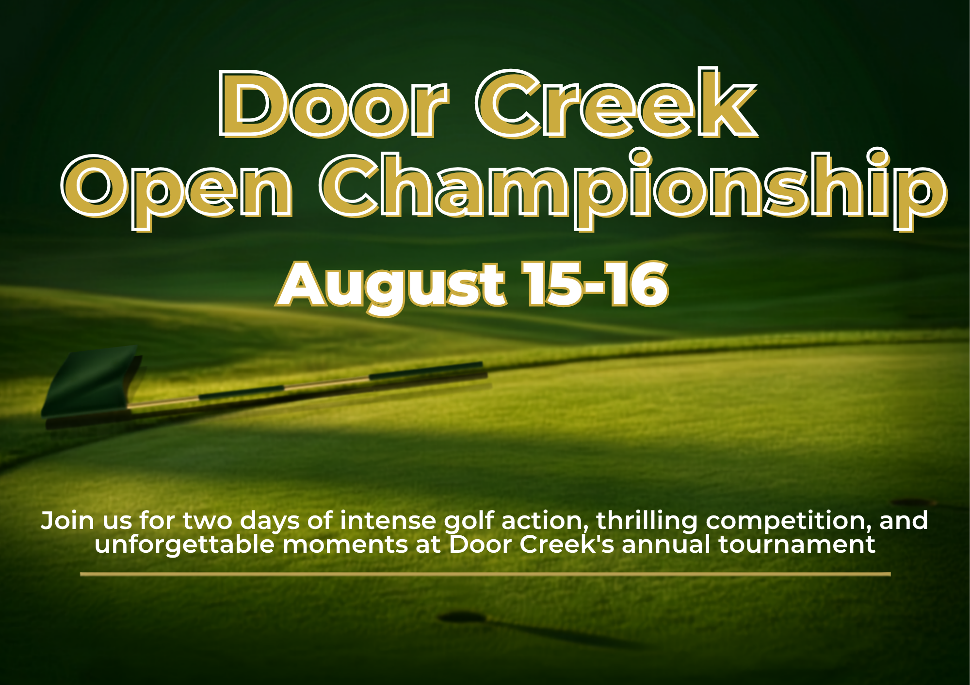 picture of golf green with date of tournament
